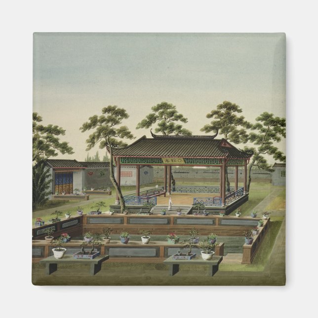 Gartenszene, c.1820-40 (g/c auf Papier) 4 Magnet (Vorne)
