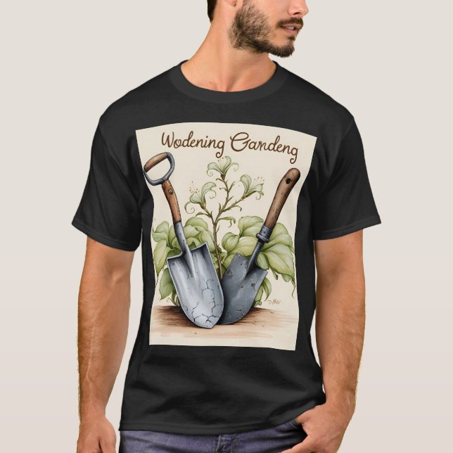Gartenträume T - Shirt: Alte Tools und Blume T-Shirt (Vorderseite)