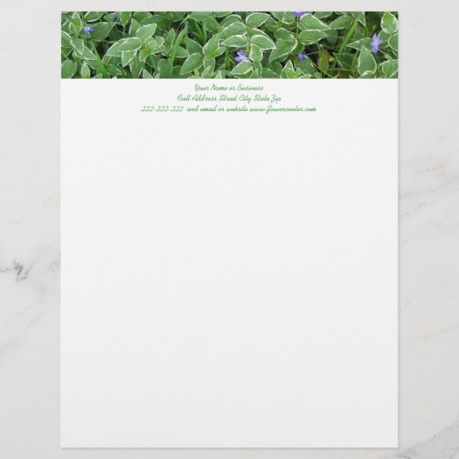 Gartenvinca-Rebe-kundenspezifisches persönliches Briefbogen (Vorderseite)