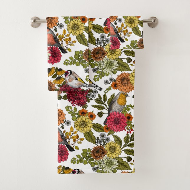 Gartenvögel und Blume 1 Badhandtuch Set (Insitu)