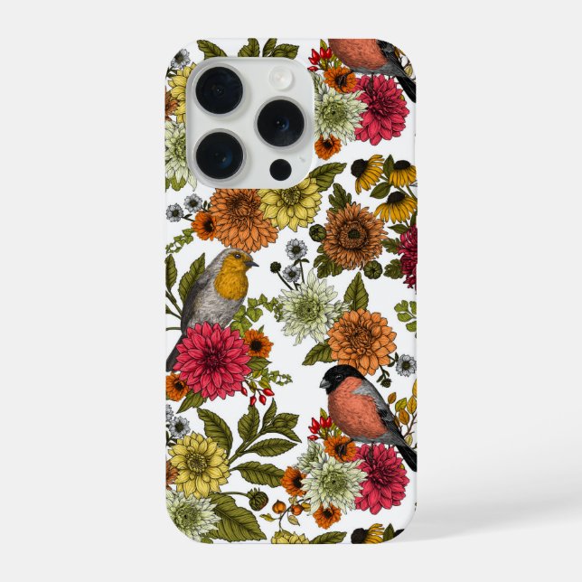 Gartenvögel und Blume 1 iPhone 15 Pro Hülle (Rückseite)