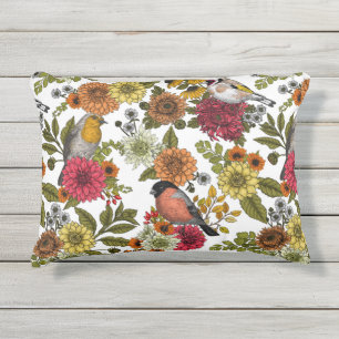 Gartenvögel und Blume 1 Kissen Für Draußen