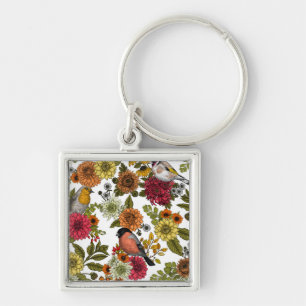 Gartenvögel und Blume 1 Schlüsselanhänger