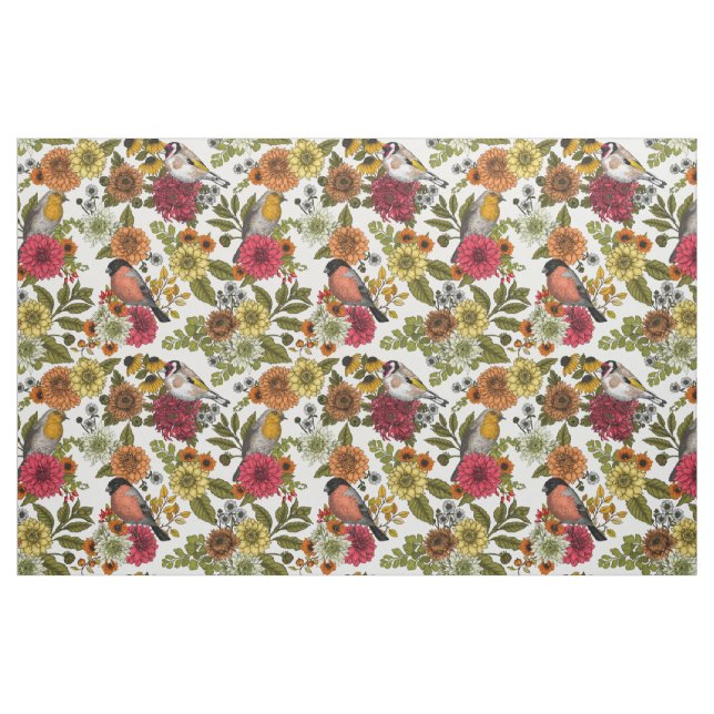 Gartenvögel und Blume 1 Stoff (Fat Quarter (45,7 x 55,9 cm))