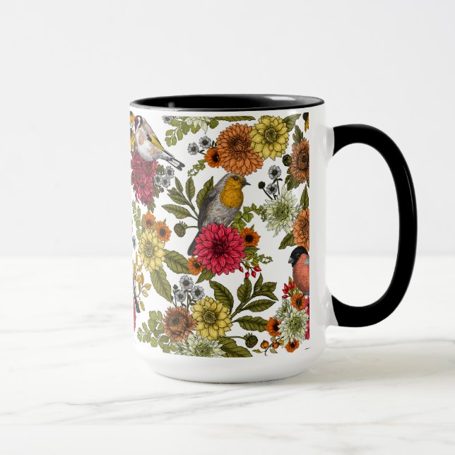 Gartenvögel und Blume 1 Tasse (Rechts)