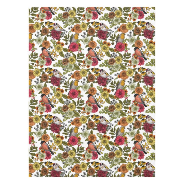 Gartenvögel und Blume 1 Tischdecke (Vorderseite)
