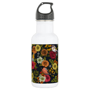 Gartenvögel und Blume 2 Edelstahlflasche