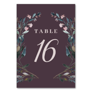 GartenWappen   Mauve Lila Floral Wedding Seating Tischnummer