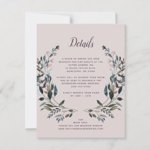 GartenWappen   Mauve Lila Wedding Hotel Details RSVP Karte