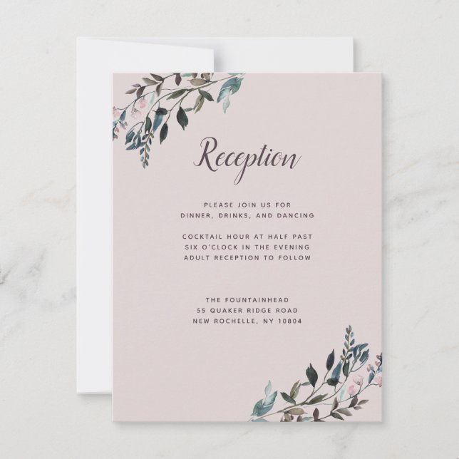 GartenWappen | Mauve Lila Wedding Reception Info RSVP Karte (Vorderseite)