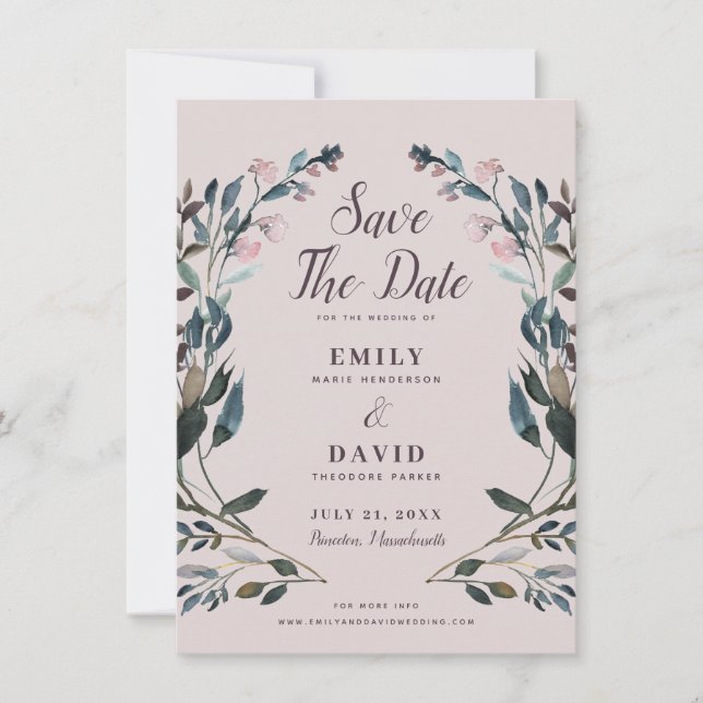GartenWappen | Mauve Lila Wedding Save the Date (Vorderseite)