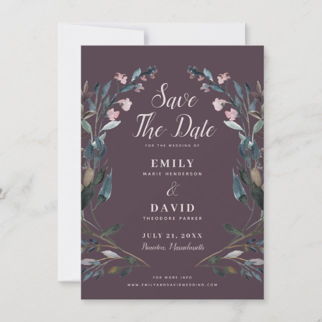 GartenWappen | Mauve Lila Wedding Save the Date (Vorderseite)