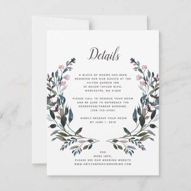 GartenWappen | Rustic Kraft Wedding Hotel Details RSVP Karte (Vorderseite)