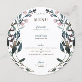 GartenWappen | White Blue Floral Wedding Menu Menükarte