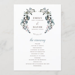 GartenWappen | White Blue Floral Wedding Zeremony Programm