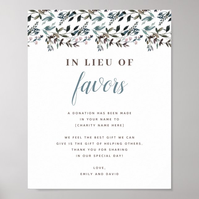GartenWappen | White Blue Wedding Spende Wohltätig Poster (Vorne)