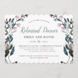 GartenWappen | White Dusty Blue Floral Wedding Einladung