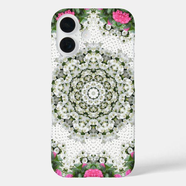 Gartenwasserbrunnen Rosa Blume Mandala Design iPhone 16 Hülle (Rückseite)