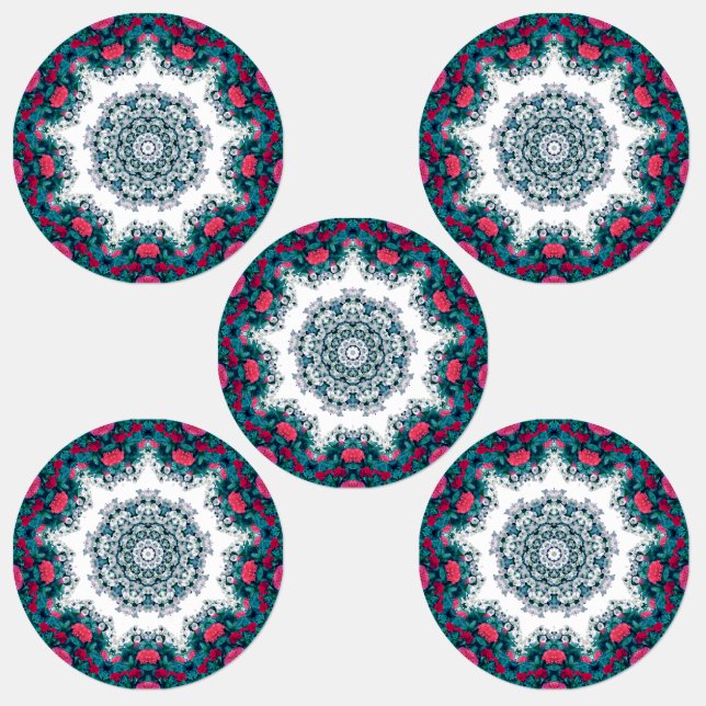 Gartenwasserbrunnen Rote Blume Mandala Etiketten (Gruppe)