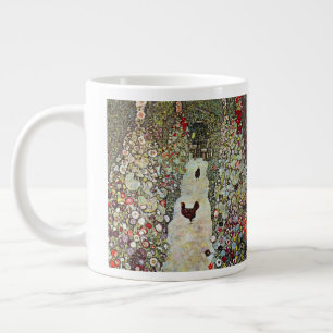 Gartenweg mit Hühnern, Gustav Klimt, Art Nouveau Jumbo-Tasse