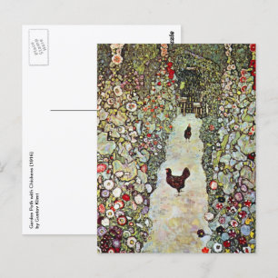 Gartenweg mit Hühnern, Gustav Klimt, Art Nouveau Postkarte