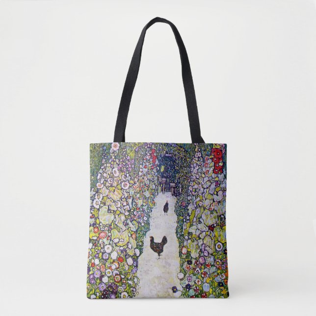 Gartenweg mit Hühnern, Gustav Klimt Tasche (Vorderseite)