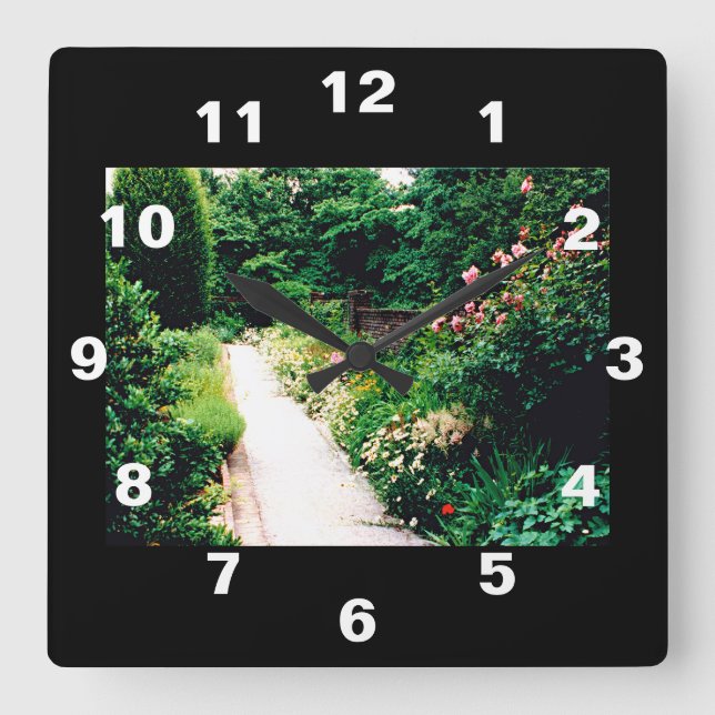 Gartenweg Quadratische Wanduhr (Vorderseite)