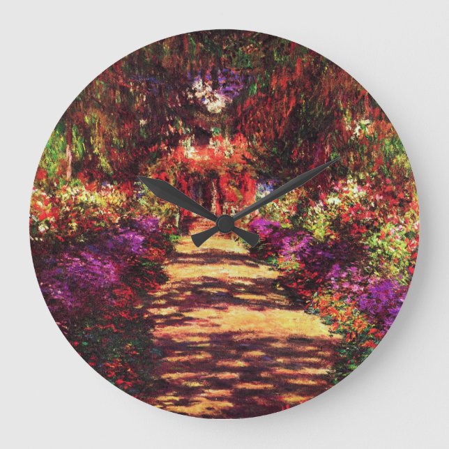 Gartenweg von Claude Monet Große Wanduhr (Vorderseite)