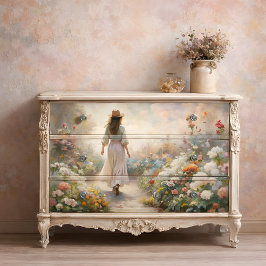 Gartenweg Wanderer - Romantische Blumenzwiese Seidenpapier