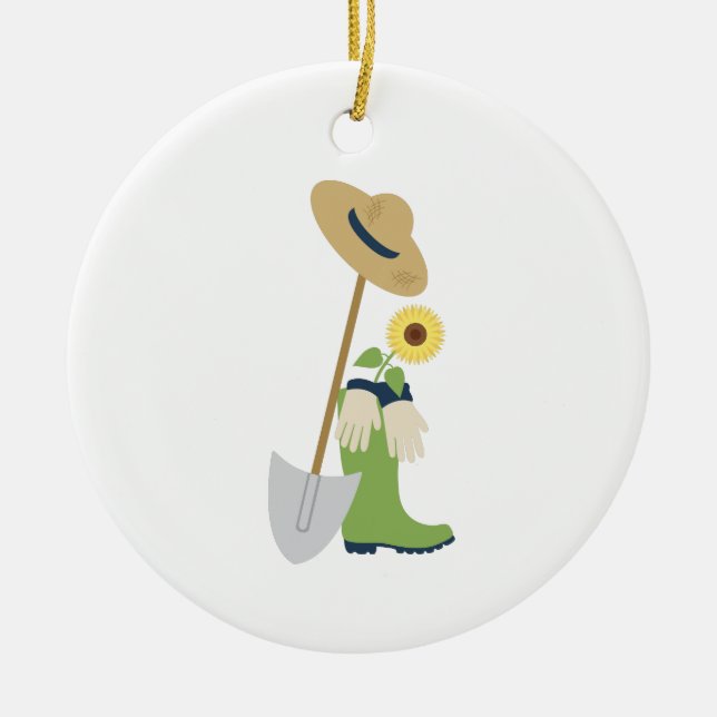 Gartenwerkzeuge Keramik Ornament (Vorne)