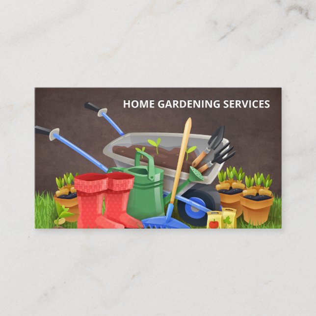 Gartenwerkzeuge | Landflucht Visitenkarte (Vorderseite)