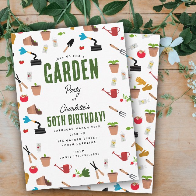 Gartenwerkzeuge Pflanze Gardener Kinderzimmer Must Einladung (Gardening Tools Plants Gardener Nursery Pattern Invitation)
