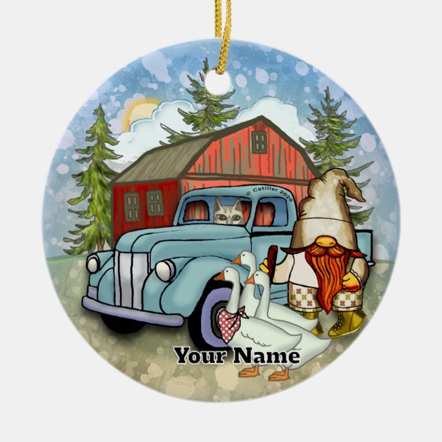 Gartenzwerg Bauer Keramik Ornament (Vorne)