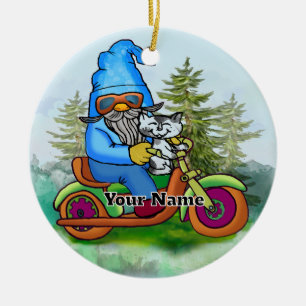Gartenzwerg Biker Keramik Ornament