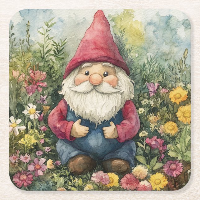 Gartenzwerg Rechteckiger Pappuntersetzer (Vorderseite)