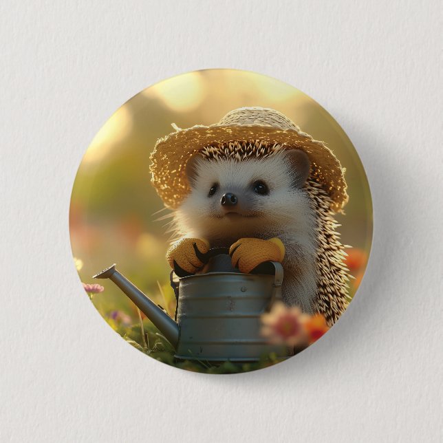 Gärtner in einer Blume Button (Vorderseite)