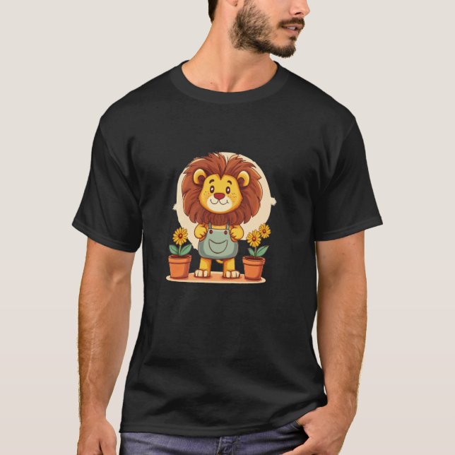 Gärtner-Löwe mit dem coolsten Garten-Look T-Shirt (Vorderseite)
