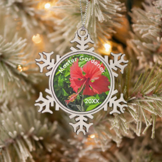 Gärtner-Meisterfarbenfrohe tropische Blumen-Feiert Schneeflocken Zinn-Ornament