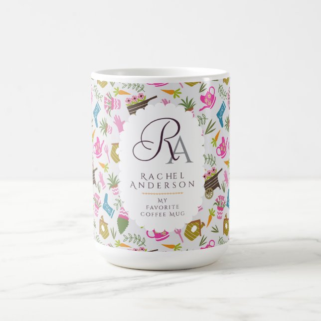 Gärtner Monogramm Grau Kaffeetasse (Mittel)
