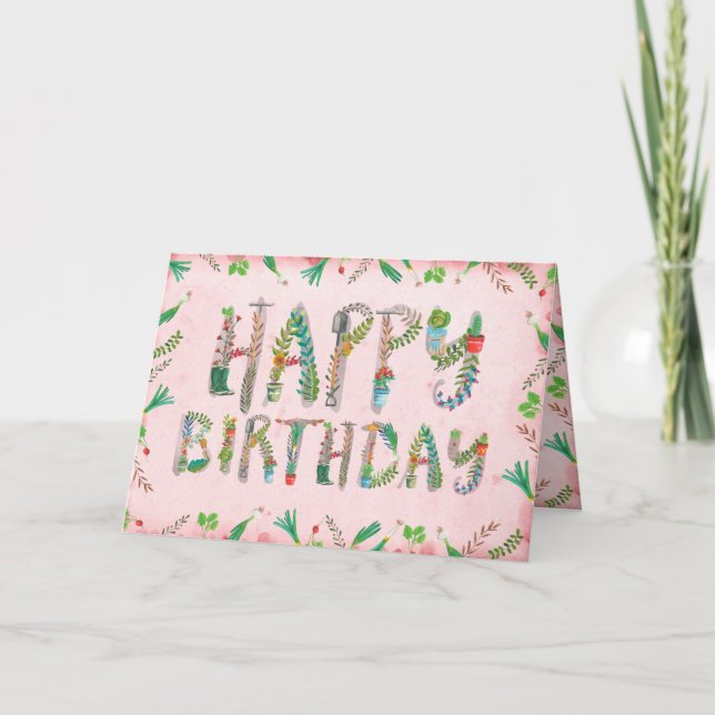 Gärtnerei Feld Frühjahr Geburtstag Karte (Vorderseite)