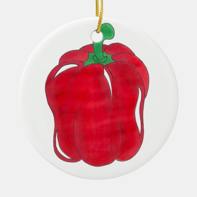 Gärtnerei mit rotem Bell Pfeffer Gemüsegarten Fein Keramik Ornament (Vorne)