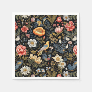 Gärtnergelbe Vogel und Blume Vintag Serviette