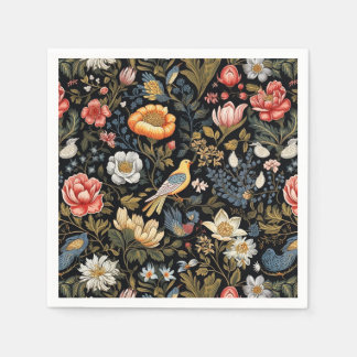 Gärtnergelbe Vogel und Blume Vintag Serviette