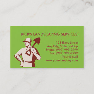 Gärtnerlandschaftsgestalterarbeitskraft mit visitenkarte