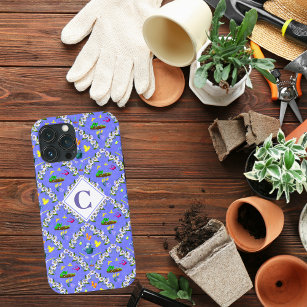 Gärtnern Blaue Passionflower-Muster Monogram Case-Mate iPhone Hülle