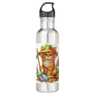 Gärtnern mit Katzen Edelstahlflasche