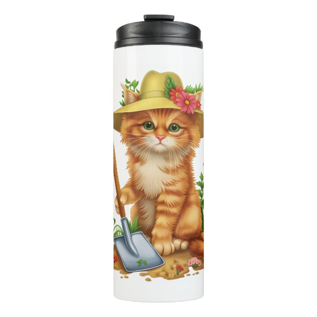 Gärtnern mit Katzen Thermosbecher (Vorderseite)