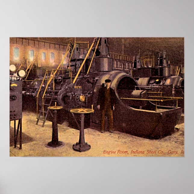 Gary, Indiana Motor Room Steel Pflanze 1910 Poster (Vorne)