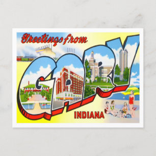 Gary, Indiana Vintage Große Buchstaben Postkarte