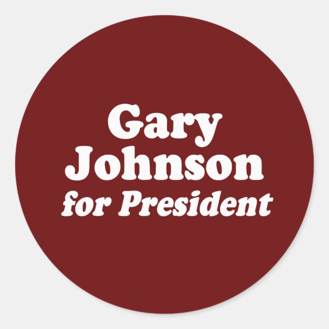 GARY JOHNSON FÜR PRÄSIDENT RUNDER AUFKLEBER (Vorderseite)